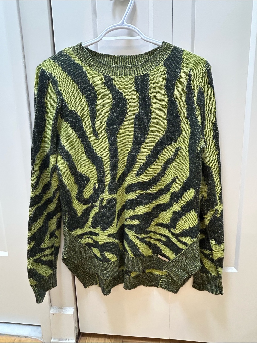 Michael Kors Olive Green Zebra-Print Sweater